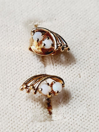 Solid Opal Flourish Gold Earrings Australian Genuine Gems  RRP$160