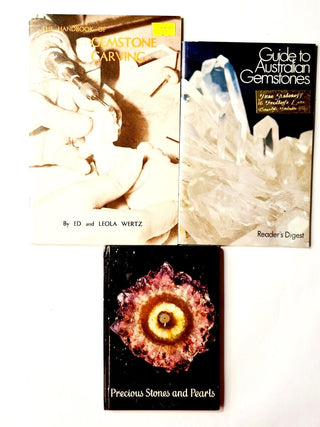 3x VINTAGE Books Precious stones & Pearls /Guide to Aust' Gemstone / Carving Bx9