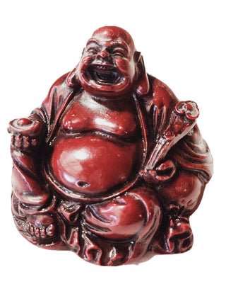 Abundance Mela Buddha Statue Red Resin To Bring Good Fortune & Luck Feng Shui B8