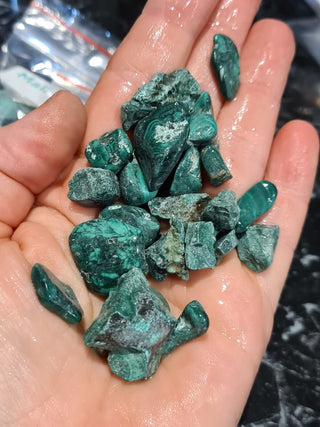 Partly Tumbled MALACHITE 100gms Natural Green Colour Bands Genuine Gems Gemstone