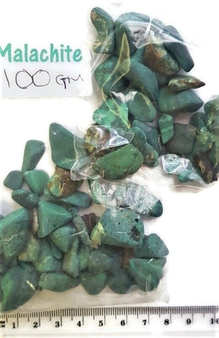 Partly Tumbled MALACHITE 100gms Natural Green Colour Bands Genuine Gems Gemstone