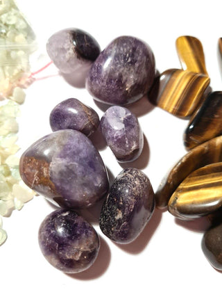 Natural Crystal Gemstone Gift Bundle 300g Tiger Eye Amethyst Jade Tumbled Stones