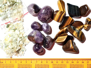 Natural Crystal Gemstone Gift Bundle 300g Tiger Eye Amethyst Jade Tumbled Stones