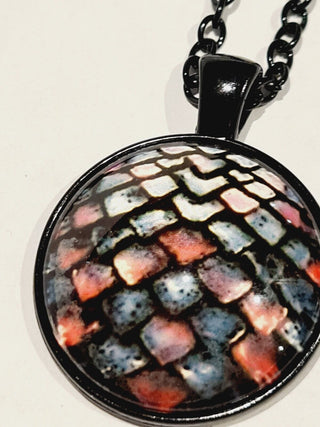 Replica Dragon Scales Pendant Black Chain Necklace Jewellery Jewelry Collectable