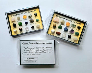 Boxed Set 15 Gemstone Gem Identifiers Genuine Gems Collectors, Great Gift Set