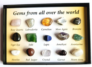 Boxed Set 15 Gemstone Gem Identifiers Genuine Gems Collectors, Great Gift Set