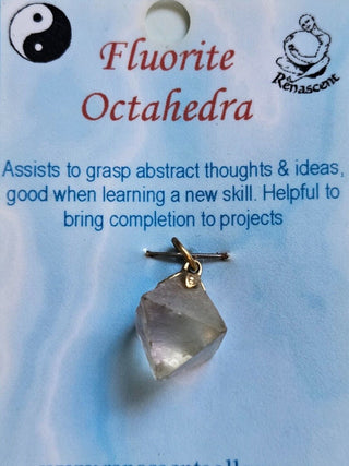 Genuine Fluorite Octahedra Pendant Necklace Jewellery Jewelry Collectable