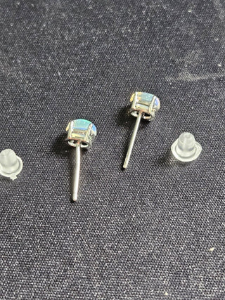 Solid Opal Stud Oval Earrings Australian Genuine Gems Silver RRP$160