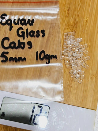 Clear Glass Square Cabs Cabachons 5mm 10gmPendant Necklace Jewellery H1