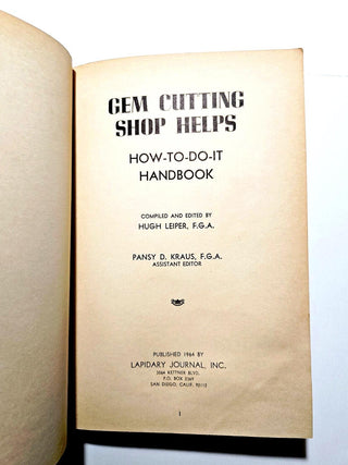 Gem Cutting Shop Helps Book Hugh Leiper Pansy D Kraus Best Lapidary Journal R1