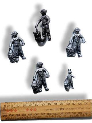 5 x  Cast Pewter Diving Men Characters Vintage, Antique Collectable D1