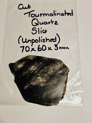 Tourmalinated Quartz Slice Cut 70x60x3mm Genuine Gems Gemstone G6