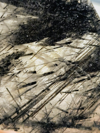 Tourmalinated Quartz Slice Cut 70x60x3mm Genuine Gems Gemstone G6