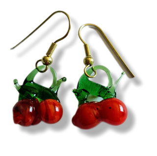 Hand Blown Glass Artisan Cherry Earrings Australian Unique Gifts + Pouch