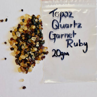Bundle: Topaz Quartz Garnet Ruby 20gm Ethically collected Genuine Gemstone G3