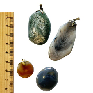 4 x Pendants Agate Chlorite Mystical record Keeper Genuine Gems Gemstone G3