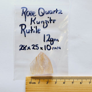 Rose Quartz Kunzite Topaz + Rutile Crystal Beautiful cutting Genuine Gemstone G3