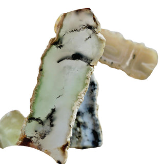 4 x Slices Prehnite Agate Opalite Chrysoprase Genuine Gems Gemstone G3
