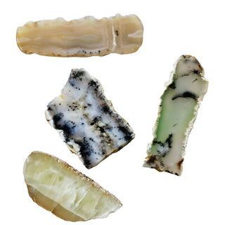 4 x Slices Prehnite Agate Opalite Chrysoprase Genuine Gems Gemstone G3