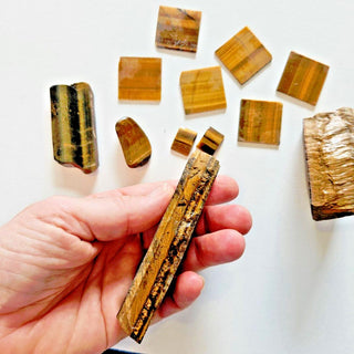 TIGER EYE 12x pieces Natural & cut gem stones Australian Natural Genuine 273gm G5
