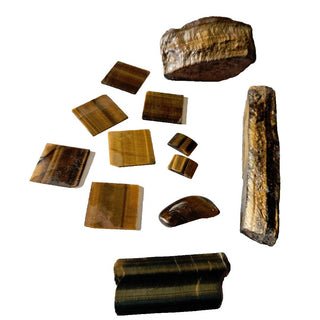TIGER EYE 12x pieces Natural & cut gem stones Australian Natural Genuine 273gm G5