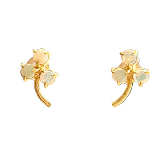 Solid Opal FlowerGold Earrings Australian Genuine Gems  RRP$160