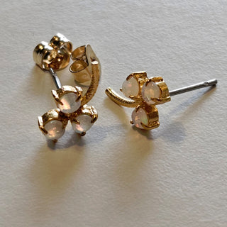 Solid Opal FlowerGold Earrings Australian Genuine Gems  RRP$160