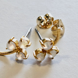 Solid Opal FlowerGold Earrings Australian Genuine Gems  RRP$160