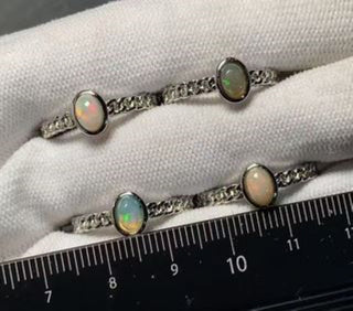 Solid Opal Oval Ring Twist Adjustable Australian Genuine Gems Silver RRP $160