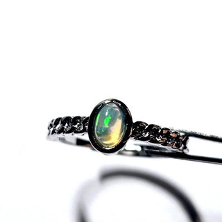 Solid Opal Oval Ring Twist Adjustable Australian Genuine Gems Silver RRP $160