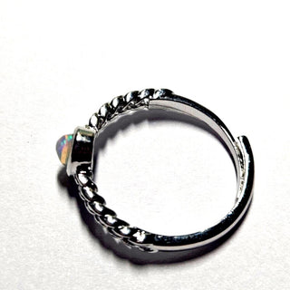 Solid Opal Oval Ring Twist Adjustable Australian Genuine Gems Silver RRP $160