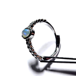 Solid Opal Oval Ring Twist Adjustable Australian Genuine Gems Silver RRP $160