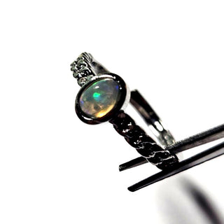 Solid Opal Oval Ring Twist Adjustable Australian Genuine Gems Silver RRP $160