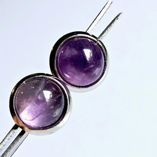 Solid Amethyst Stud 10mm Round Earrings Australian Genuine Gems Silver RRP$90