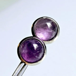 Solid Amethyst Stud 10mm Round Earrings Australian Genuine Gems Silver RRP$90