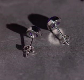 Solid Amethyst Stud 10mm Round Earrings Australian Genuine Gems Silver RRP$90