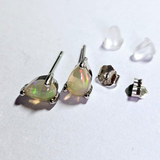 Solid Opal Stud RainDrop Earrings Australian Genuine Gems Silver RRP$160