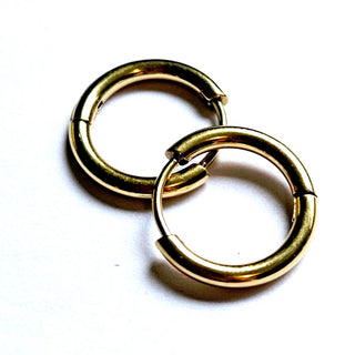 14mm Easy Click Gold Hoop Sleepers Earrings Huggie Hypoallergenic: Australian
