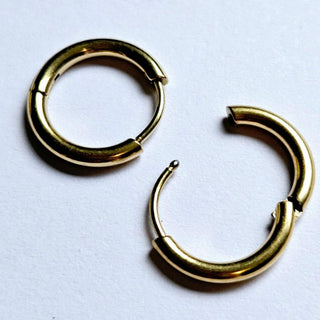 14mm Easy Click Gold Hoop Sleepers Earrings Huggie Hypoallergenic: Australian