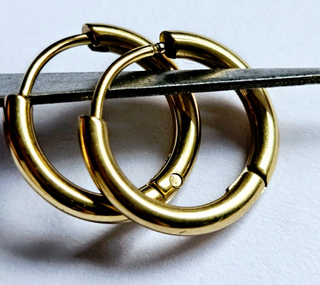 14mm Easy Click Gold Hoop Sleepers Earrings Huggie Hypoallergenic: Australian