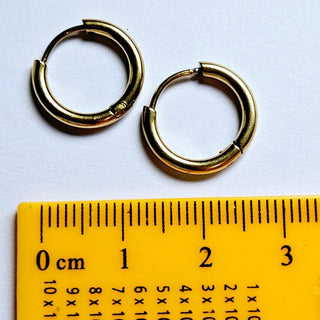 14mm Easy Click Gold Hoop Sleepers Earrings Huggie Hypoallergenic: Australian