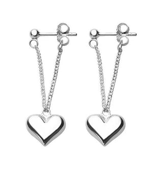 Heart Dangle Silver Earrings Jewellery Jewelry Collectable NEW 1970s Fashion