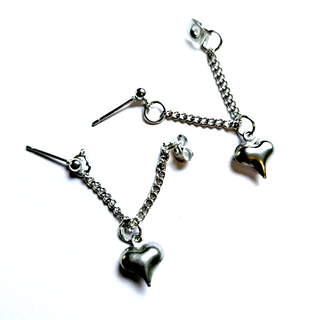 Heart Dangle Silver Earrings Jewellery Jewelry Collectable NEW 1970s Fashion