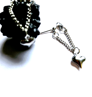Heart Dangle Silver Earrings Jewellery Jewelry Collectable NEW 1970s Fashion