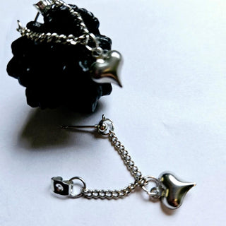 Heart Dangle Silver Earrings Jewellery Jewelry Collectable NEW 1970s Fashion
