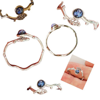 Opal & Resin Ring Leaf Design Adjustable Australian Genuine Natural Jewellery