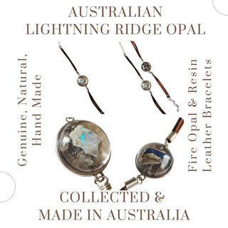 Opal & Resin Leather Bracelet Adjustable Australian Genuine Natural Jewellery