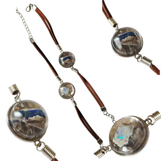 Opal & Resin Leather Bracelet Adjustable Australian Genuine Natural Jewellery