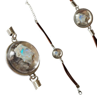 Opal & Resin Leather Bracelet Adjustable Australian Genuine Natural Jewellery