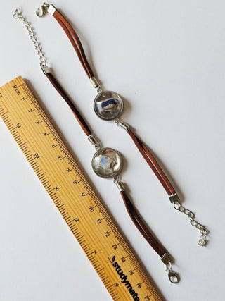 Opal & Resin Leather Bracelet Adjustable Australian Genuine Natural Jewellery